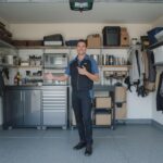 Professional demonstrating how to organize and maximize garage storage space technique